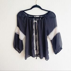 Have Sheer Polka Dot Peasant Blouse